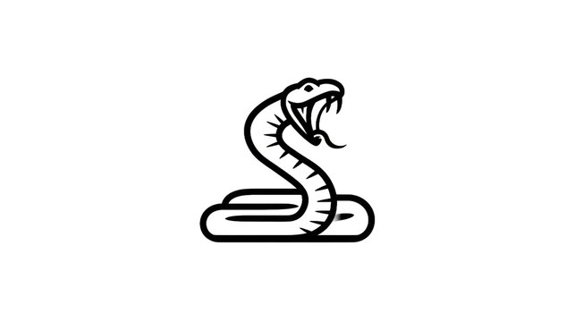 Stylized snake illustration with open mouth ready to strike on transparent background