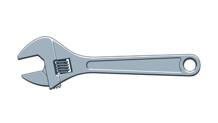 An adjustable wrench on a white background