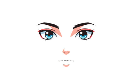 Animestyle illustration of eyes nose and lips against white background