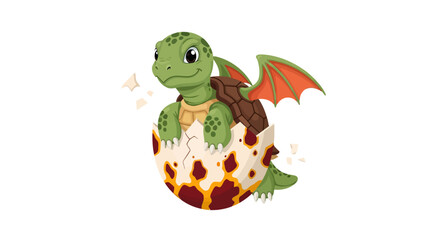 Baby dragon turtle hatching from egg