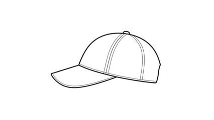 Black outline drawing of a baseball cap on a white background