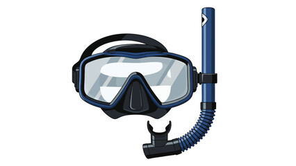 Blue scuba mask and snorkel on a white background