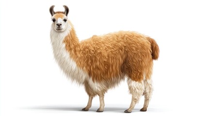 Fototapeta premium Isolated llama illustration on white background animal portrait concept