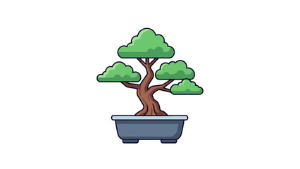Cartoon bonsai tree in a pot