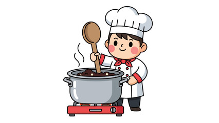 Cartoon chef stirring a pot on a stove