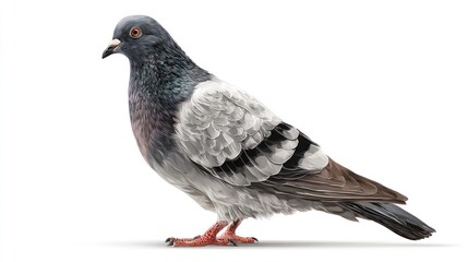 Isolated pigeon illustration with detailed plumage on a clean white background