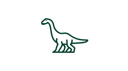 Stylized green dinosaur outline on transparent background for design and print
