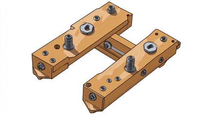 Isometric illustration of an industrial mechanical component on white background