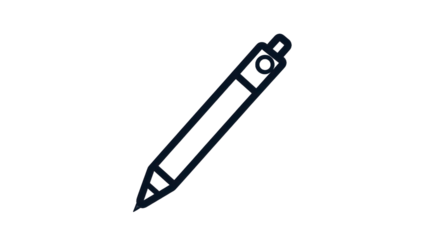 Stylized pen icon outline isolated design element on transparent background