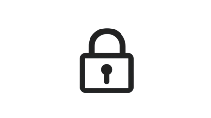 Stylized lock icon on transparent background for security and protection