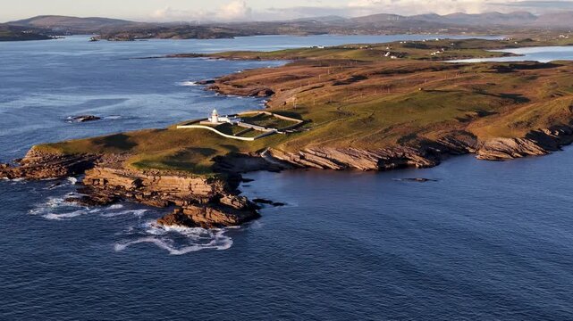 Aerial view of St. John's Point at sunset, County Donegal, Ireland