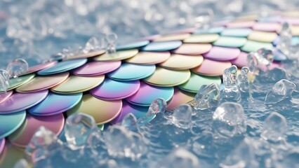 Mermaid tail with iridescent scales underwater.