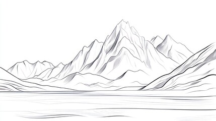 Monochrome mountain range illustration nature and landscape scenery design