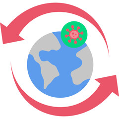 Virus Transmission Icon &ndash; Flat Style Infection Spread, Contagion and Pathogen Symbol