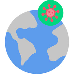 Pandemic Icon &ndash; Flat Style Global Outbreak, Virus Spread and Health Crisis Symbol