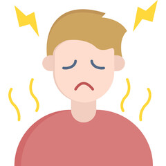 Headache Icon &ndash; Flat Style Pain, Migraine and Health Symptom Symbol