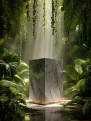 Marble pedestal in a jungle