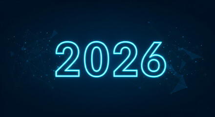 Futuristic Neon Blue 2026 Digital New Year Background