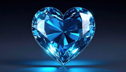 Fototapeta premium A luminous heart-shaped blue gemstone radiating light and beauty.