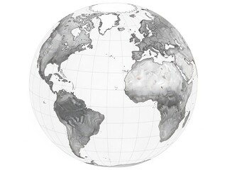 Grayscale globe showing continents and oceans