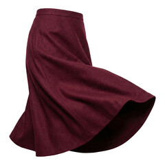Naklejka premium Burgundy midi skirt with flowing fabric