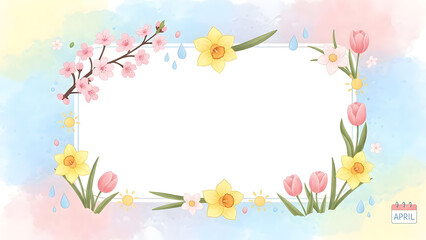 Obraz premium Watercolor April: Daffodils and Tulips