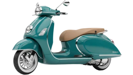Fototapete Roller Stylish turquoise vintage scooter PNG isolated on transparent background, classic Italian moped for urban transport and retro design projects  © GODSTOX