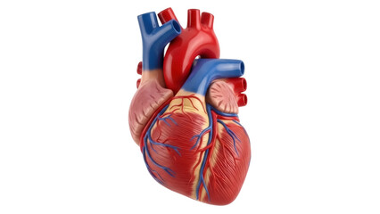 Realistic human heart model isolated PNG, anatomical organ for medical study and educational resources on transparent background