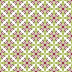 Fototapeta premium Intricate Floral Pattern Design in Green and Pink for Textiles, Wallpapers, and Home Decor