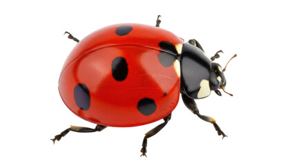 Red ladybug with black spots isolated PNG, close-up of a ladybird beetle on transparent background, insect with shiny shell for biology and nature concepts © GODSTOX