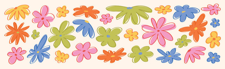 Obraz premium Soft Color Flower Elements Set with Rounded Shapes for Decorative Design