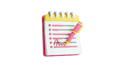 Notebook with Pen Writing Notes - 3D Illustration