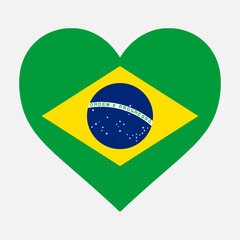 Love Brazil illustration - Brazilian flag inside heart shape high quality vector isolated 