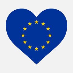 Love Europe illustration - European Union flag inside heart shape high quality vector isolated 