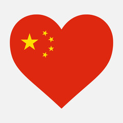 Love China illustration - Chinese flag inside heart shape high quality vector isolated 