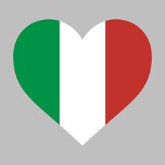 Love Italy illustration - Italian flag inside heart shape high quality vector isolated 
