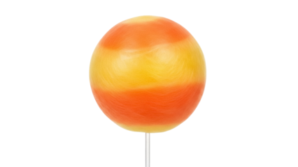 Orange and yellow lollipop isolated PNG on transparent background, sweet candy treat for kids and party favors