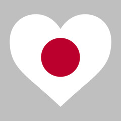 Love Japan illustration - Japanese flag inside heart shape high quality vector isolated 