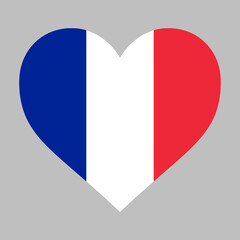 Love France illustration - French flag inside heart shape high quality vector isolated 