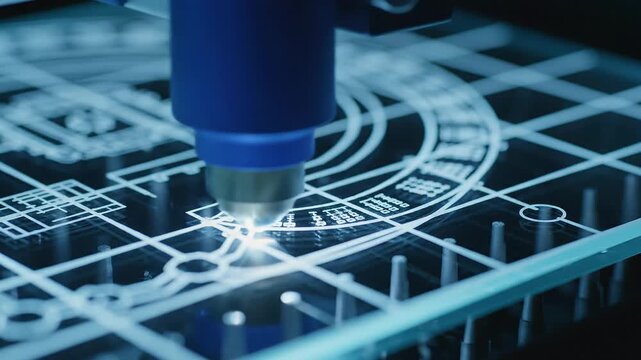 precision automated manufacturing system etching complex circuit board designs with laser accuracy