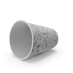 paper coffee cup with a hand-drawn illustration pattern.
