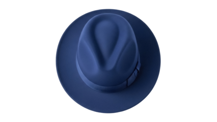 Elegant navy blue fedora hat isolated PNG, classic men s fashion accessory for formal wear and vintage style design projects