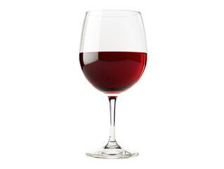 Elegant wine glass filled with red wine on black background