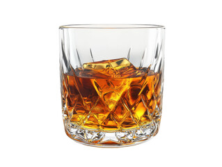 Whiskey on ice in crystal glass