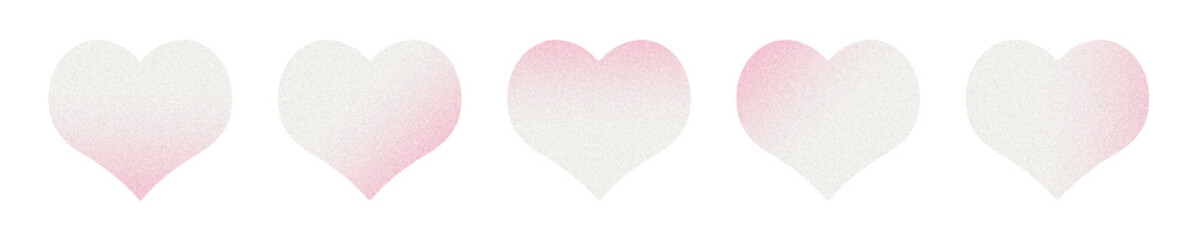 Pastel pink PNG hearts set, cutout clipart stickers isolated on transparent background