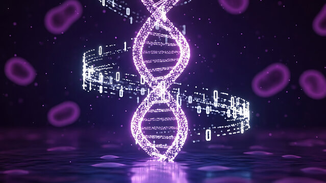 Digital DNA Helix Genetic Code Science Technology Abstract Background - Powered by Adobe