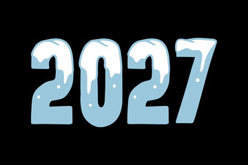 Happy new year 2027. Design for calendar, cover, card and media post. 2027 new year logo.