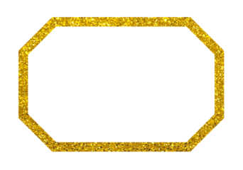 Gold glitter octagon frame shape. Luxury texture border