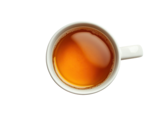 Steaming cup of tea on black background