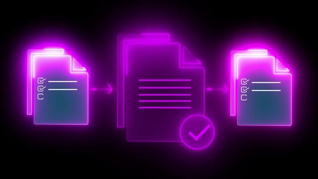 Approved document icon on the transparent background for business process workflow illustrating management approval and and project approve concept. Motion graphics of document idea. 4k video.